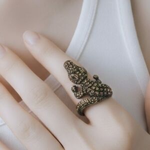 Green & Orange Alligator Rhinestone Ring